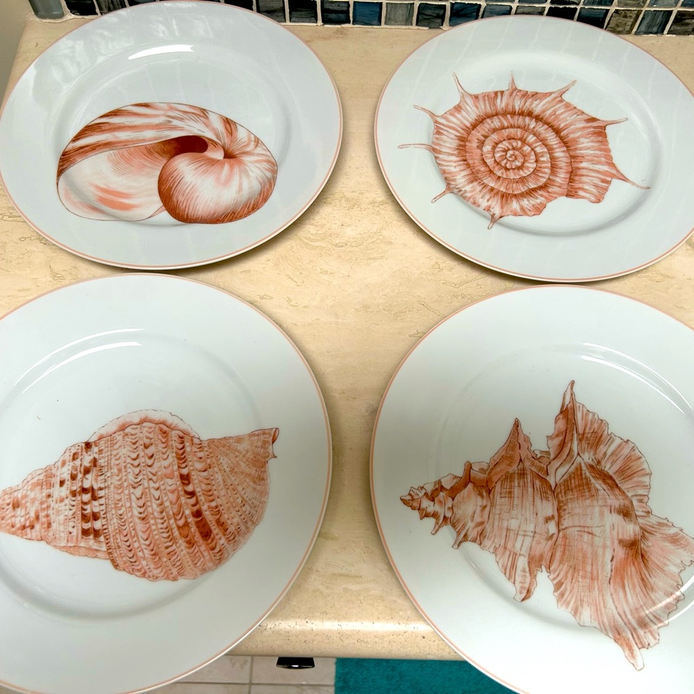 Rare Vintage Sea Shell Fitz and Floyd "Coquille" Pattern Dinnerware Set- 39 Pc